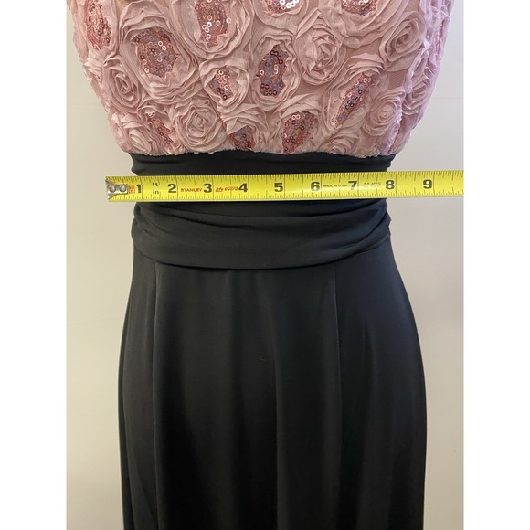 Women's Blush Pink and Black Rosette Sequin Sleeveless Cocktail Dress Size 6 - Picture 12 of 13